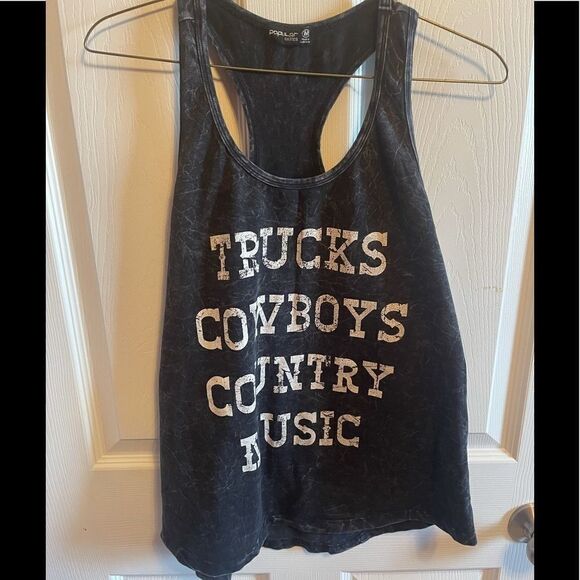 Popular Basics-tank top sz M trucks and cowboys - Picture 2 of 4